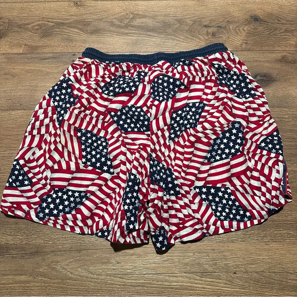 Primitive Prints Hermosa Beach Vintage American Flag Swim/Board Shorts Size XL‎
